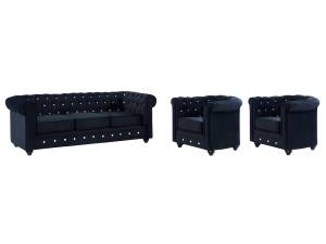 Couchgarnitur CHESTERFIELD 3er-Set Schwarz