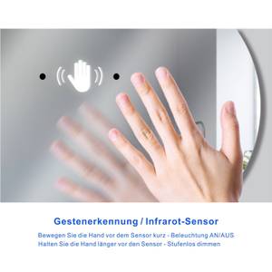 Rund Spiegel IR-Sensor Wandspiegel Silber - Glas - 60 x 60 x 3 cm