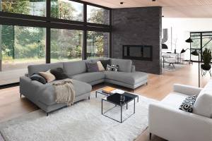 Sofa CARA Wohnlandschaft U-Form Cord Grau