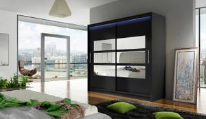 Kleiderschrank London III mit LED Schwarz