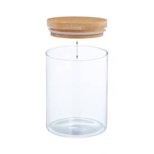 4er Set Vorratsgläser mit Deckel 750 ml Braun - Bambus - Glas - Kunststoff - 10 x 14 x 10 cm
