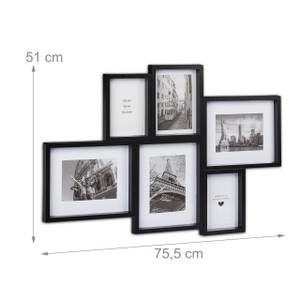 Cadre photo pêle-mêle 6 photos Noir - Bois manufacturé - Matière plastique - 76 x 51 x 3 cm
