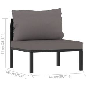 Mittelsofa 49398 Grau - Metall - Polyrattan - 64 x 64 x 68 cm