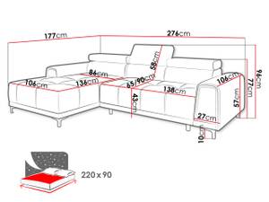 Ecksofa Volta Mini Blau - Ecke davorstehend rechts