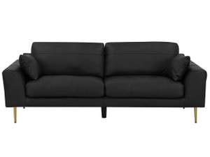 3-Sitzer Sofa TORGET Schwarz - Gold - Echtleder - 226 x 88 x 89 cm