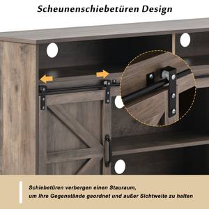 Sideboard NaturⅢ Grau - Holzwerkstoff - Metall - Massivholz - 40 x 82 x 150 cm