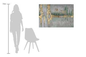 Tableau peint à la main Riverside Stroll Vert - Bois massif - Textile - 120 x 80 x 4 cm