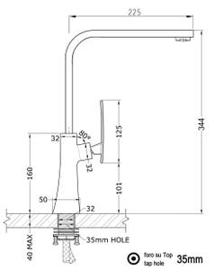 Design Küchen Armatur Flach-Auslauf Metall - 35 x 35 x 5 cm