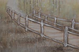 Acrylbild handgemalt Secret Path Braun - Massivholz - Textil - 60 x 90 x 4 cm