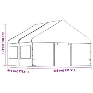 Gazebo avec toit Blanc - Matière plastique - 588 x 375 x 446 cm