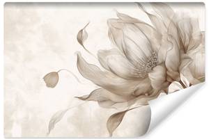 Fototapete Blume Pflanze Natur Beige - Braun - Grau - Papier - Textil - 360 x 240 x 240 cm