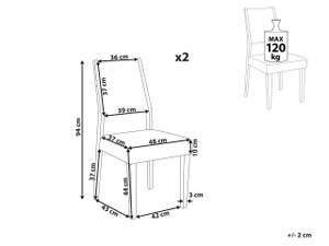 Esszimmerstuhl ELMIRA 2er Set Braun - Grau - Massivholz - 48 x 94 x 43 cm