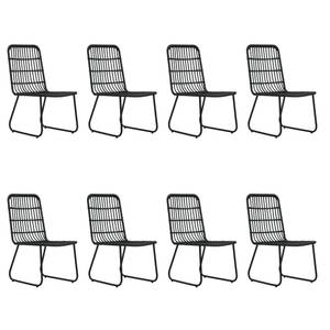 Garten-Essgruppe (9-teilig) 3060248 Schwarz - Kunststoff - Polyrattan - 90 x 74 x 190 cm