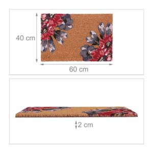 Kokos Fußmatte Blumen Blau - Braun - Rot - Naturfaser - Kunststoff - 60 x 2 x 40 cm