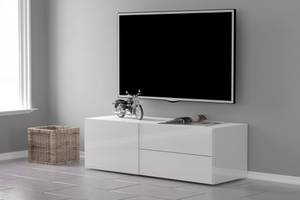 Meuble TV Ddevri Blanc - Bois manufacturé - 110 x 35 x 40 cm