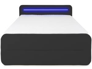 Bett Chicago mit LED-Beleuchtung und USB Schwarz - Textil - 180 x 100 x 221 cm