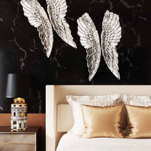 Wandschmuck Angel Wings Silber - Kunststoff - Stein - 61 x 106 x 5 cm