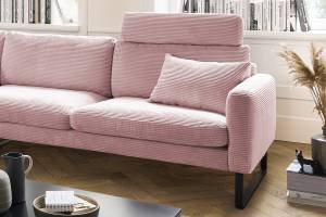 Sofa RICARDA Ecksofa Cord Pink - Ecke davorstehend links - Longchair davorstehend links