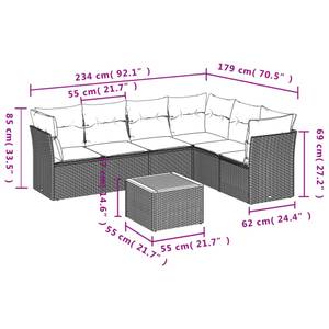 Gartensitzgruppe K4718(7-tlg) Grau - Massivholz - 69 x 62 x 62 cm