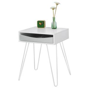 Table de Chevet Table d'Appoint FBT82-W Blanc - Bois manufacturé - 40 x 52 x 34 cm