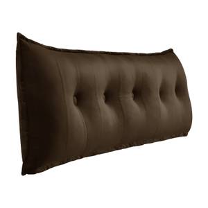 Grand coussin de lit décoratif, velours Marron - Largeur : 160 cm