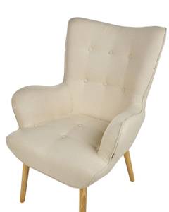 Fauteuil VEJLE Beige - Crème - Chêne clair - Textile