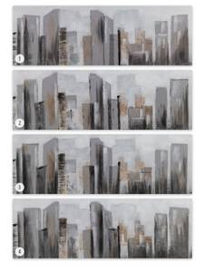 Tableau peint Between Skyscrapers Gris - Bois massif - Textile - En partie en bois massif - 120 x 40 x 4 cm