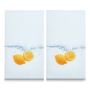 Herdabdeck-/Schneideplatten-Set "Lemon Weiß - Glas - 52 x 1 x 30 cm
