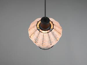 LED Pendelleuchte dimmbar Natur Ø 18cm Beige - Schwarz - Metall - Rattan - Holzart/Dekor - 18 x 150 x 18 cm