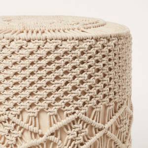 Astrid - Makramee-Pouf Beige - Textil - 40 x 42 x 40 cm