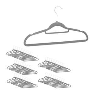 Samt Kleiderbügel Set Grau - Silber - Metall - Kunststoff - Textil - 42 x 22 x 1 cm