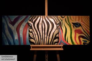 Acrylbild handgemalt Psychedelic Zebra Massivholz - Textil - 150 x 50 x 4 cm