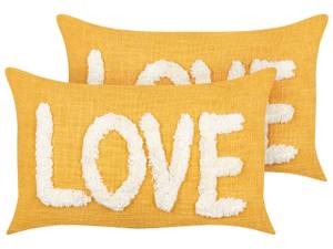 Coussin décoratif LOVE Jaune - Fibres naturelles - 30 x 4 x 50 cm