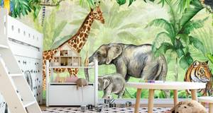 Papier Peint Animaux Plantes Tropicales 400 x 280 x 280 cm