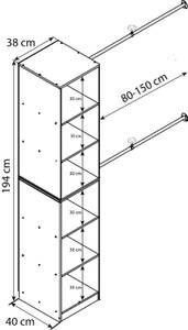 Kleiderschrank Dacho III Weiß - Holzwerkstoff - 38 x 194 x 40 cm