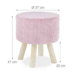 Pouf coiffeuse avec pieds en bois Marron - Rose foncé - Bois manufacturé - Papier - Matière plastique - 37 x 41 x 37 cm