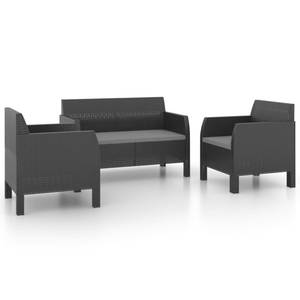 Garten-Lounge-Set (3-teilig) Grau - Kunststoff - 122 x 76 x 65 cm