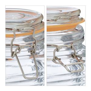 Vorratsgläser im 3er Set Orange - Silber - Glas - Metall - Kunststoff - 10 x 14 x 10 cm