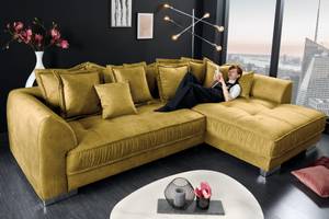 Ecksofa GRANDEZZA 308cm senfgelb Samt Gelb - Holzwerkstoff - Textil - 308 x 90 x 194 cm