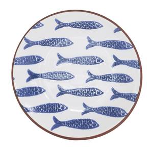 Assiette creuse Poissons  bleu x6 Céramique - 24 x 4 x 24 cm