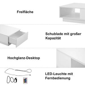 Table basse Ouréa Ⅰ Blanc - Bois manufacturé - Métal - 55 x 32 x 95 cm