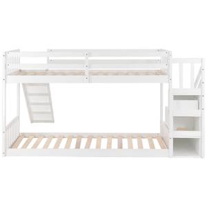 Lit superposé lit enfant Jupitur Ⅵ Blanc - Bois manufacturé - Métal - Bois massif - 223 x 125 x 243 cm