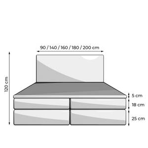 Boxspringbett Amsterdam One Hellgrau - Breite: 90 cm