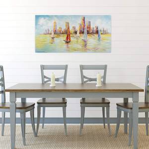 Acrylbild handgemalt Skyline Sailing Massivholz - Textil - 120 x 60 x 4 cm