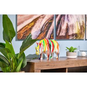 Statue rhinocéros multicolore H22cm Porcelaine - 20 x 17 x 9 cm