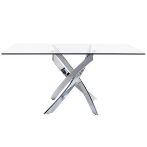 Table à manger courbée en acier et verre Métal - 160 x 75 x 95 cm