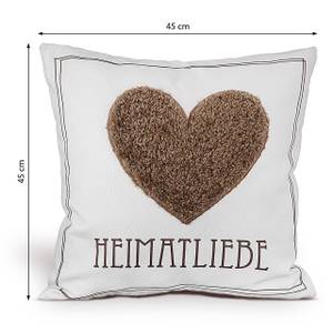 Dekokissen Herz creme braun Weiß - Textil - 45 x 45 x 14 cm