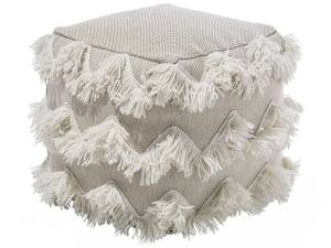 Pouf NASHIK Beige - Doré - Blanc - Fibres naturelles - 45 x 44 x 44 cm