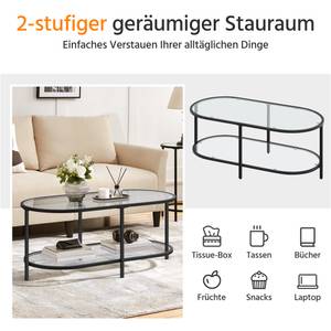 Couchtisch zwei Glasplatten Schwarz - Glas - 50 x 44 x 106 cm