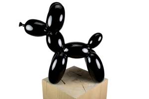 Skulptur Balloon Poodle Schwarz - Kunststein - Kunststoff - 50 x 46 x 18 cm